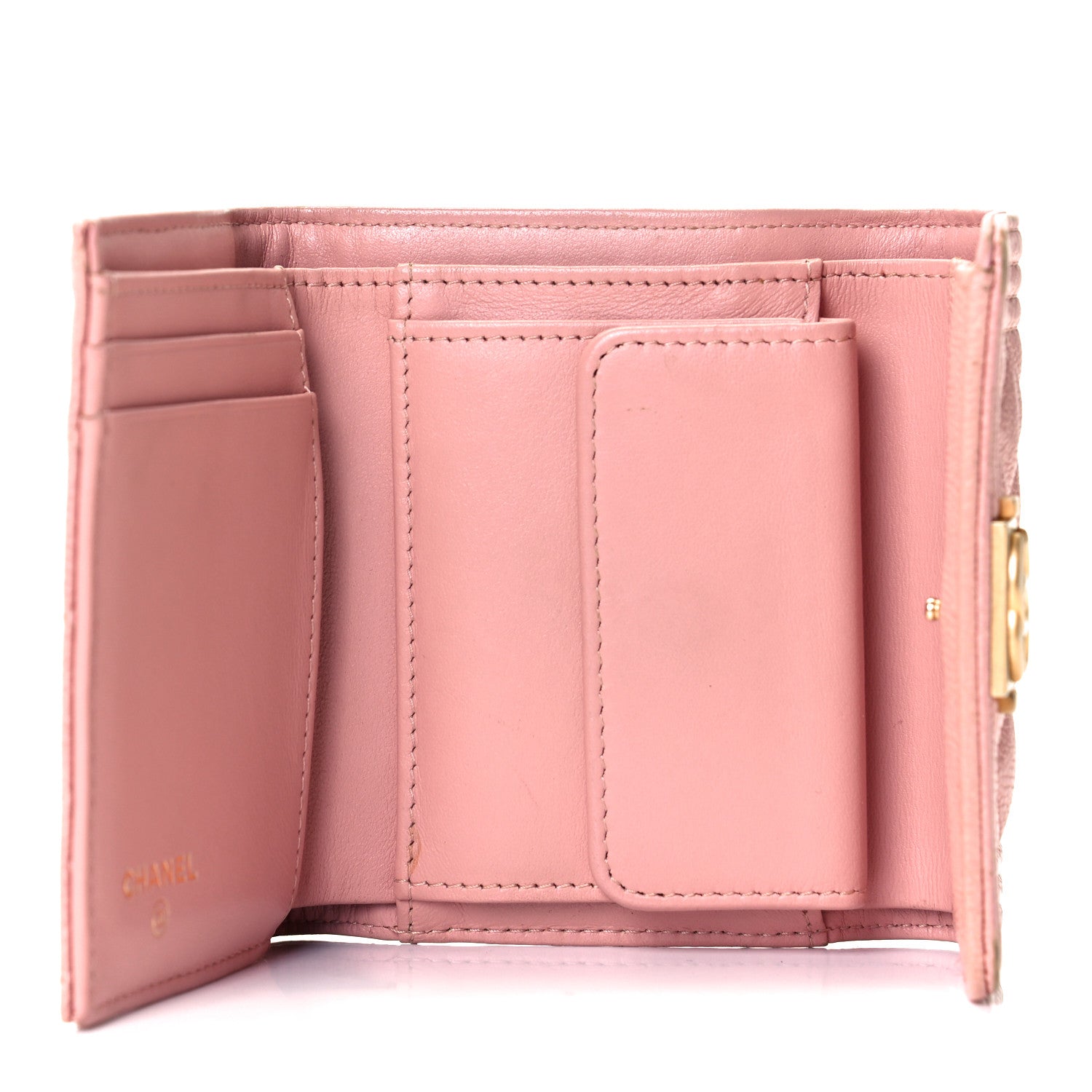 Chanel Caviar Quilted Boy Compact Wallet Pink 5 of 10