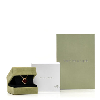 Van Cleef & Arpels 18K Yellow Gold Carnelian Vintage Alhambra Pendant Necklace 6 of 6