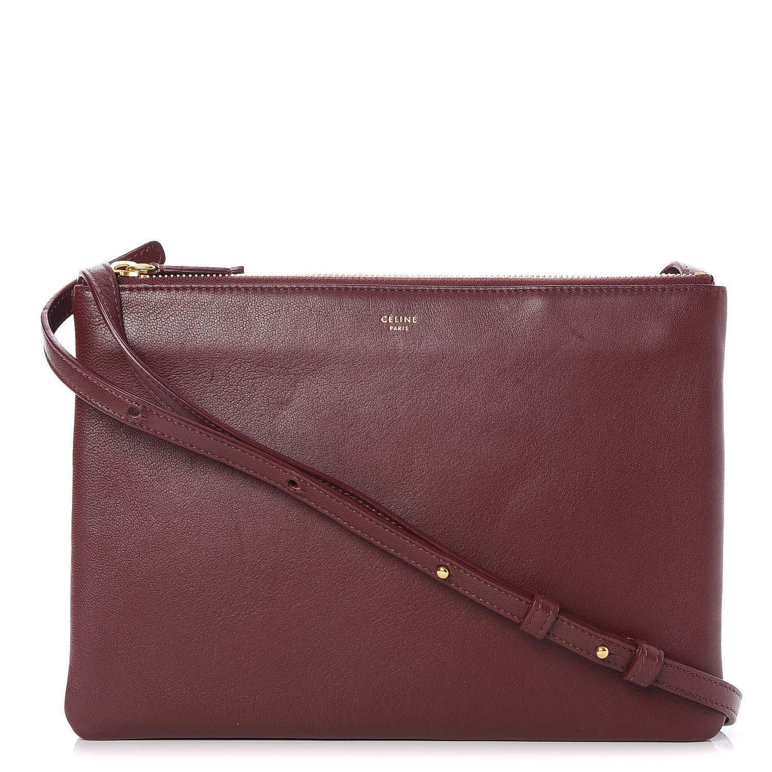 Celine Lambskin Large Trio Crossbody Bag Burgundy 1 of 7