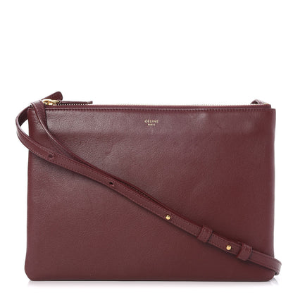 Celine Lambskin Large Trio Crossbody Bag Burgundy 1 of 7