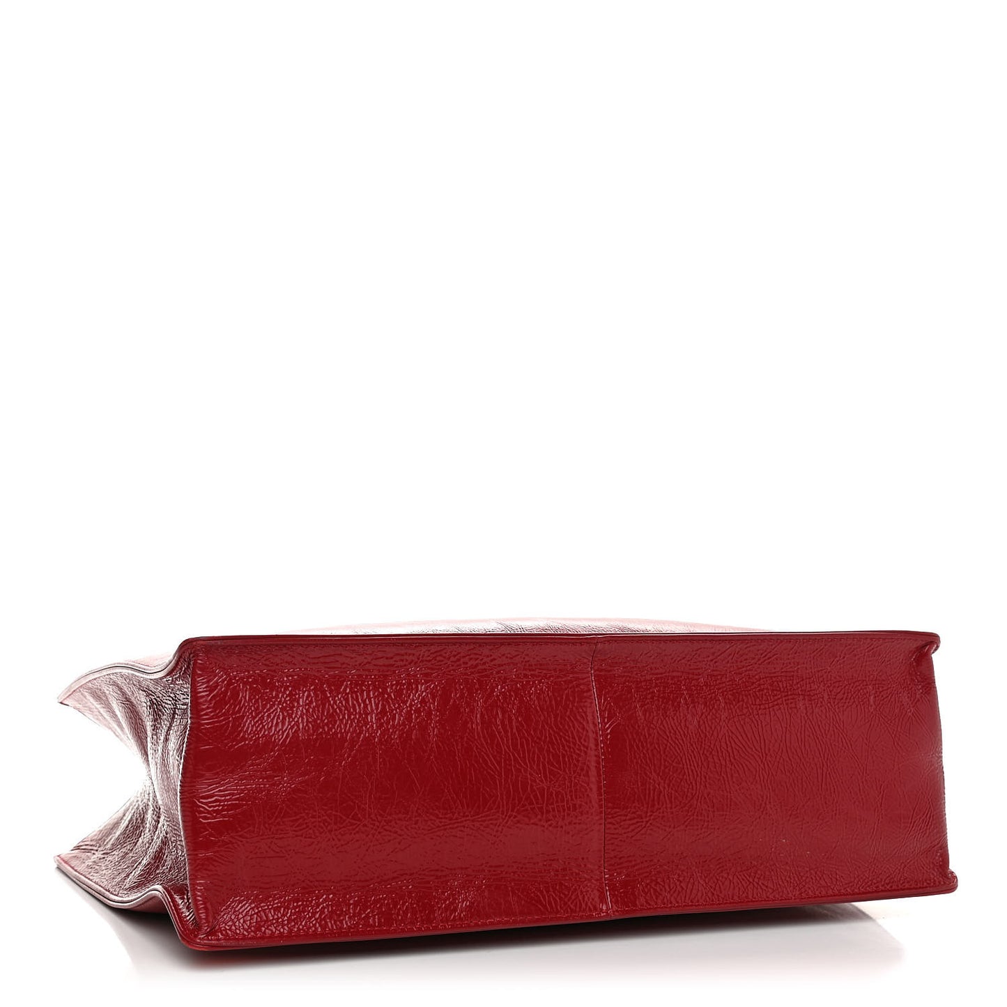 Shiny Aged Calfskin Shopping Bag Red