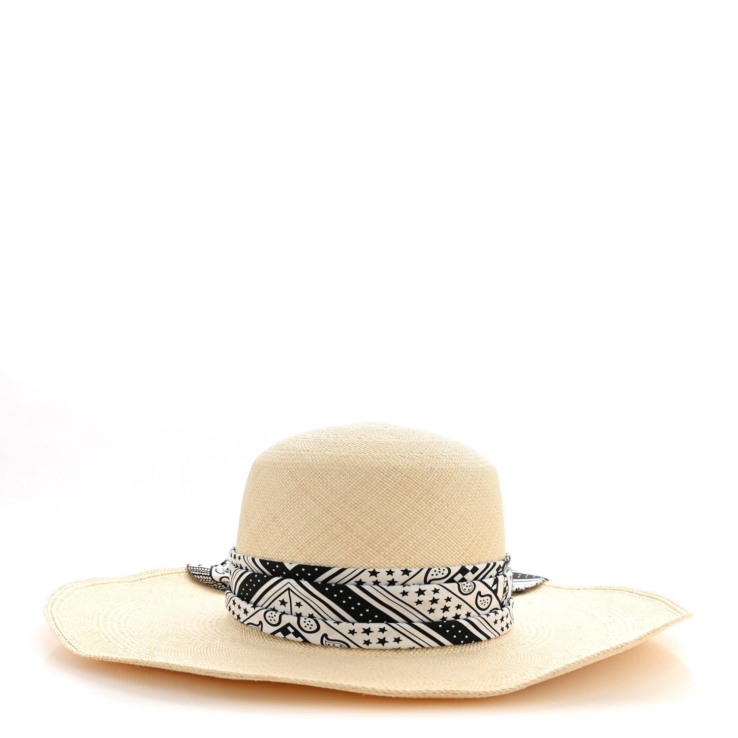 Hermes Straw Sangles En ZigZag Ingrid Panama Hat 57 Naturel Black 3 of 9