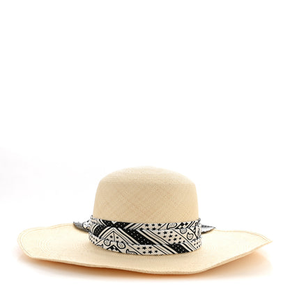 Hermes Straw Sangles En ZigZag Ingrid Panama Hat 57 Naturel Black 3 of 9