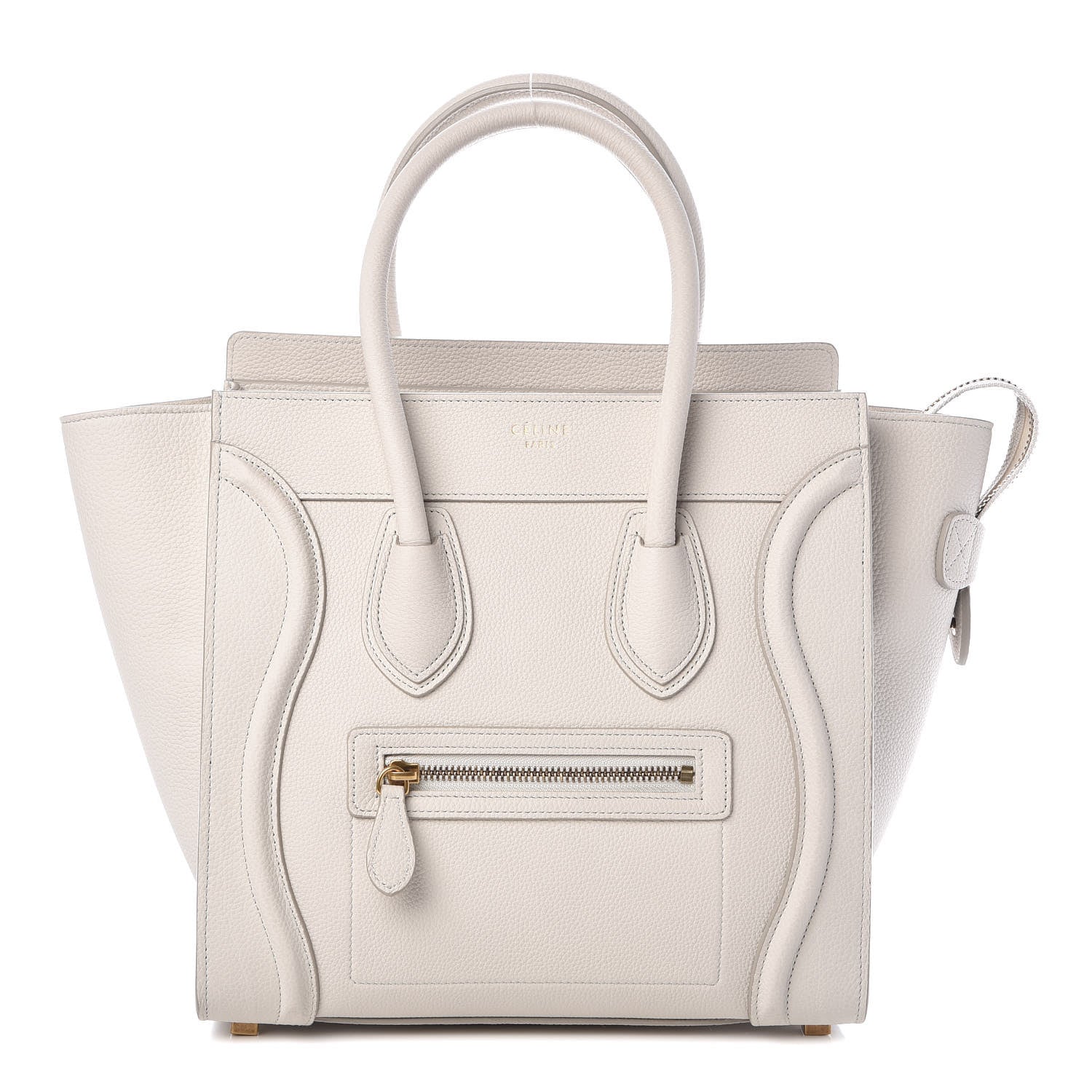 Celine Drummed Calfskin Micro Luggage Chalk 1 of 10