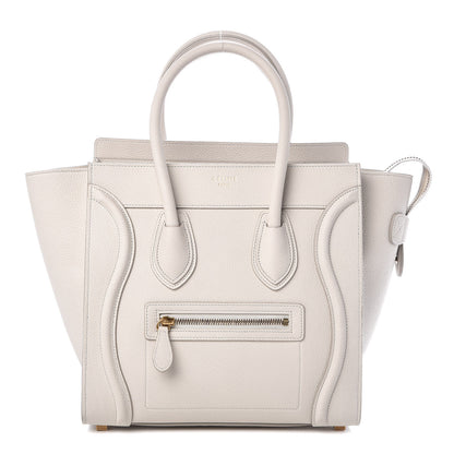 Celine Drummed Calfskin Micro Luggage Chalk 1 of 10