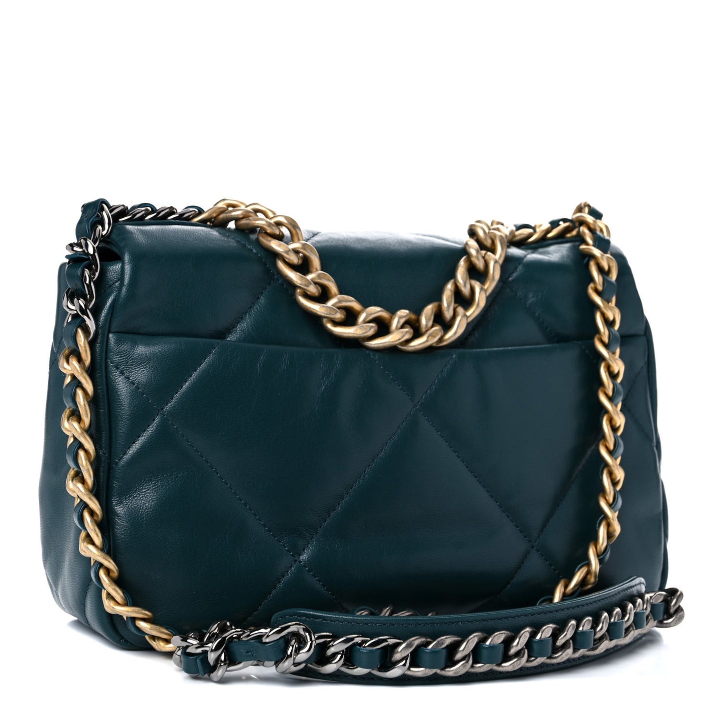 Goatskin Quilted Medium Chanel 19 Flap Dark Blue