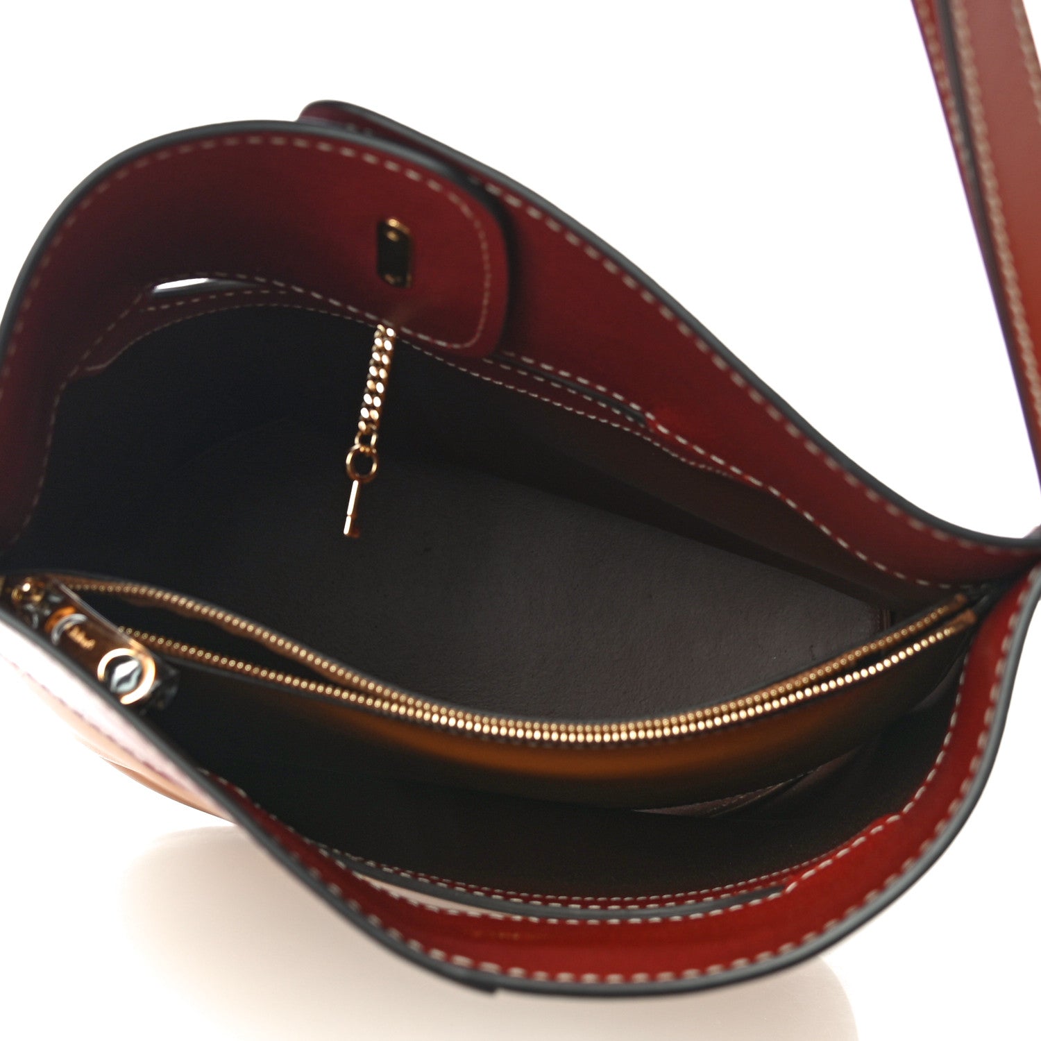 Chloe Shiny Calfskin Goatskin Medium Aby Bi-Color Bucket Bag Autumnal Brown 5 of 9