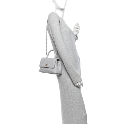 Chanel Caviar Quilted Mini Coco Handle Flap Light Grey 2 of 10