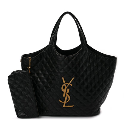 Saint Laurent Lambskin Quilted Maxi Icare Shopping Tote Black 1 of 10