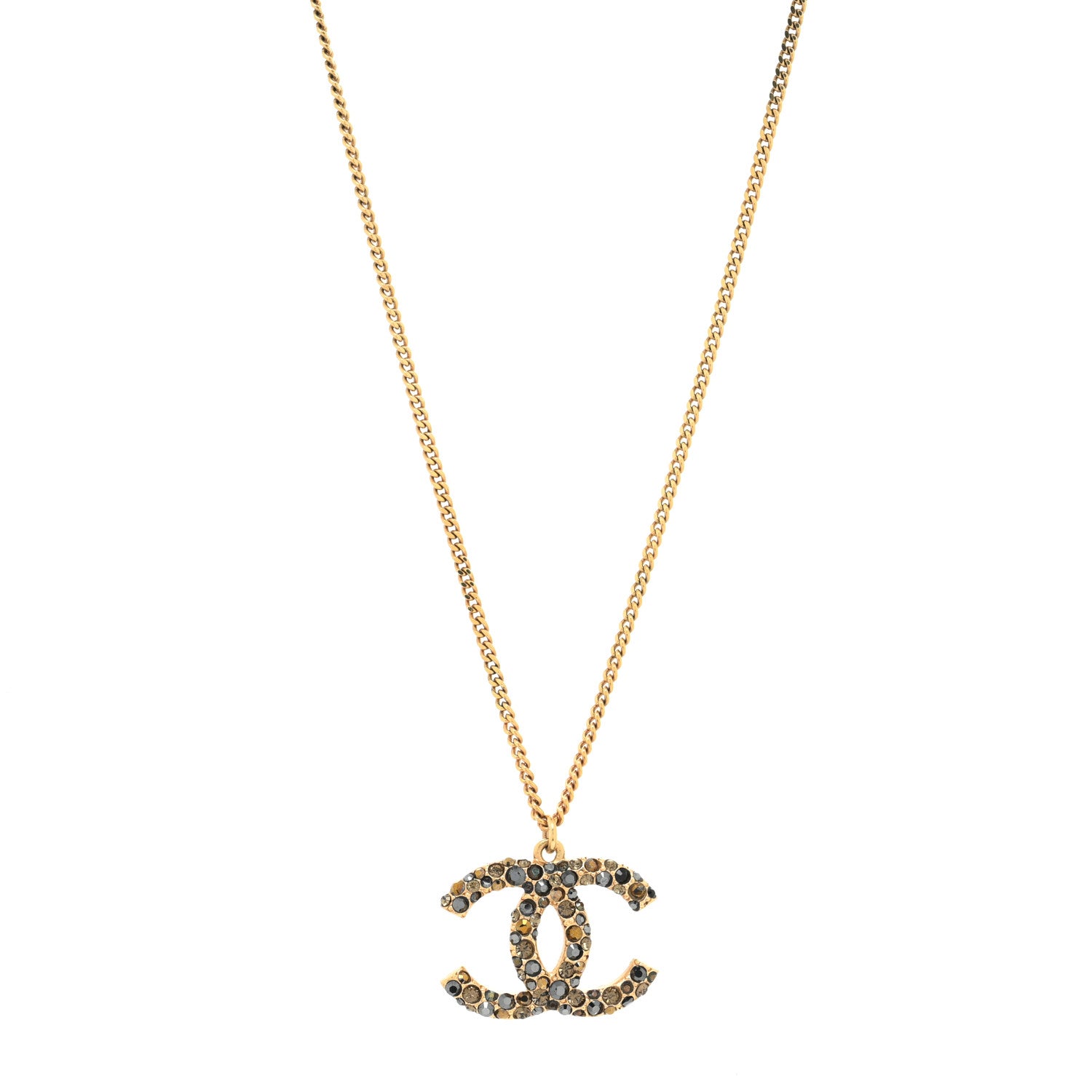 Chanel Crystal CC Necklace Multicolor Gold 1 of 3