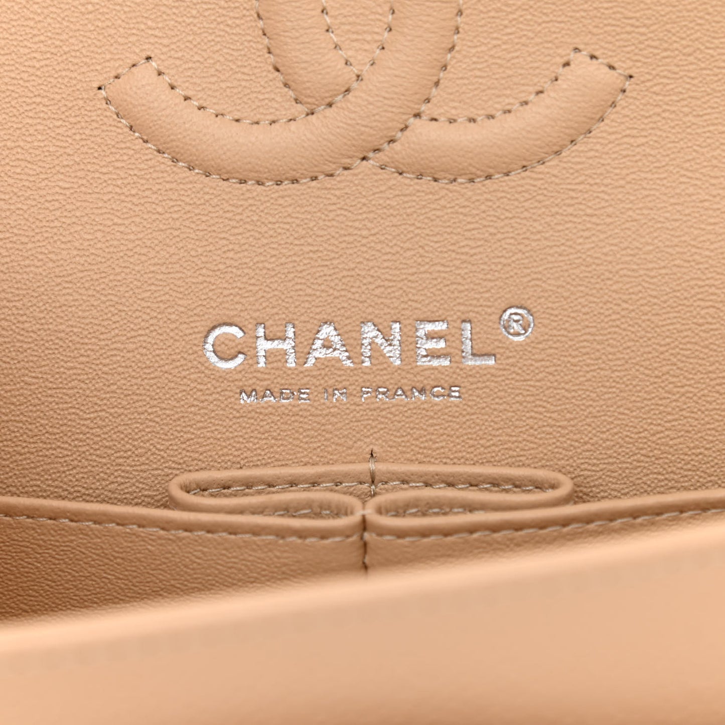 Caviar Quilted Small Double Flap Beige