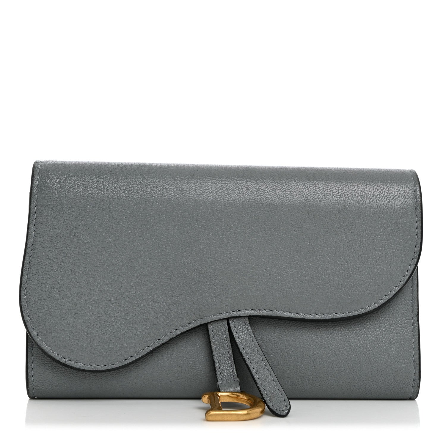 Christian Dior Goatskin Saddle Wallet Grey Stone 1 of 7