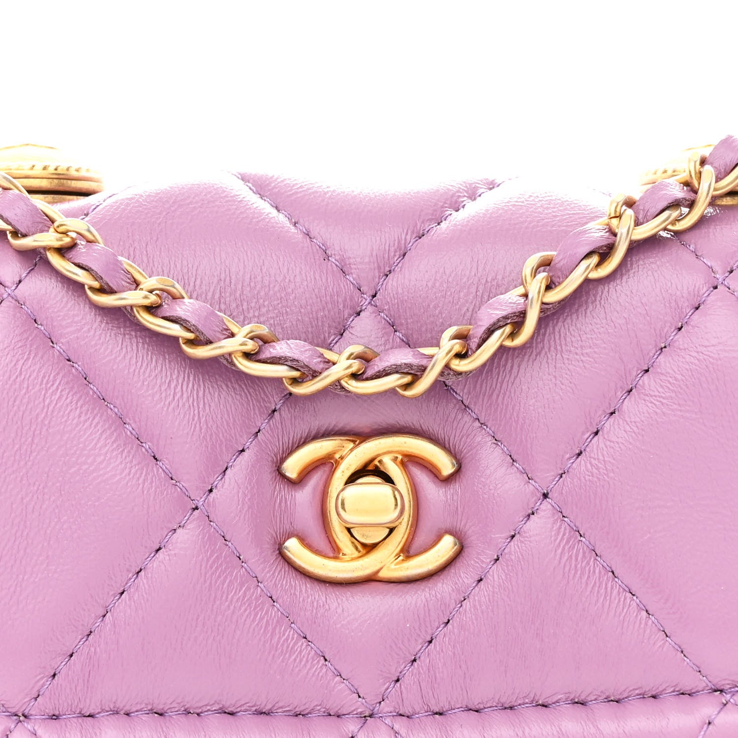 Chanel Shiny Lambskin Quilted Extra Mini Flap Purple 8 of 10