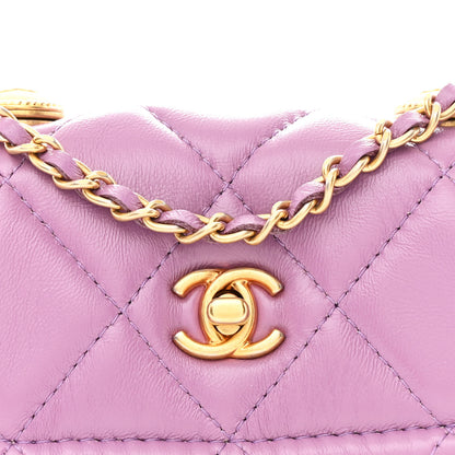 Chanel Shiny Lambskin Quilted Extra Mini Flap Purple 8 of 10