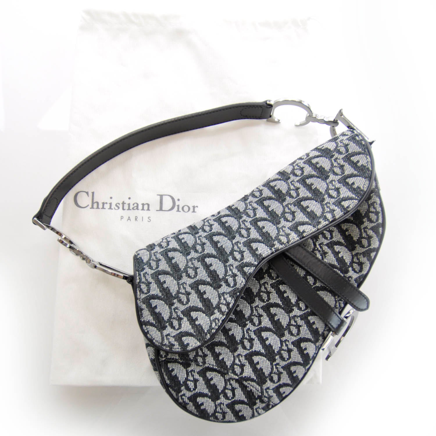 Christian Dior Monogram Saddle Bag Black 5 of 13