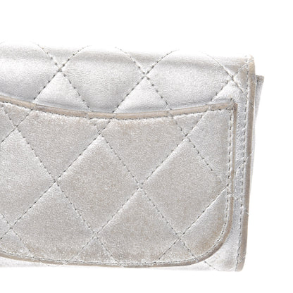 Chanel Metallic Lambskin Quilted Flap Card Holder Wallet Silver 11 of 12