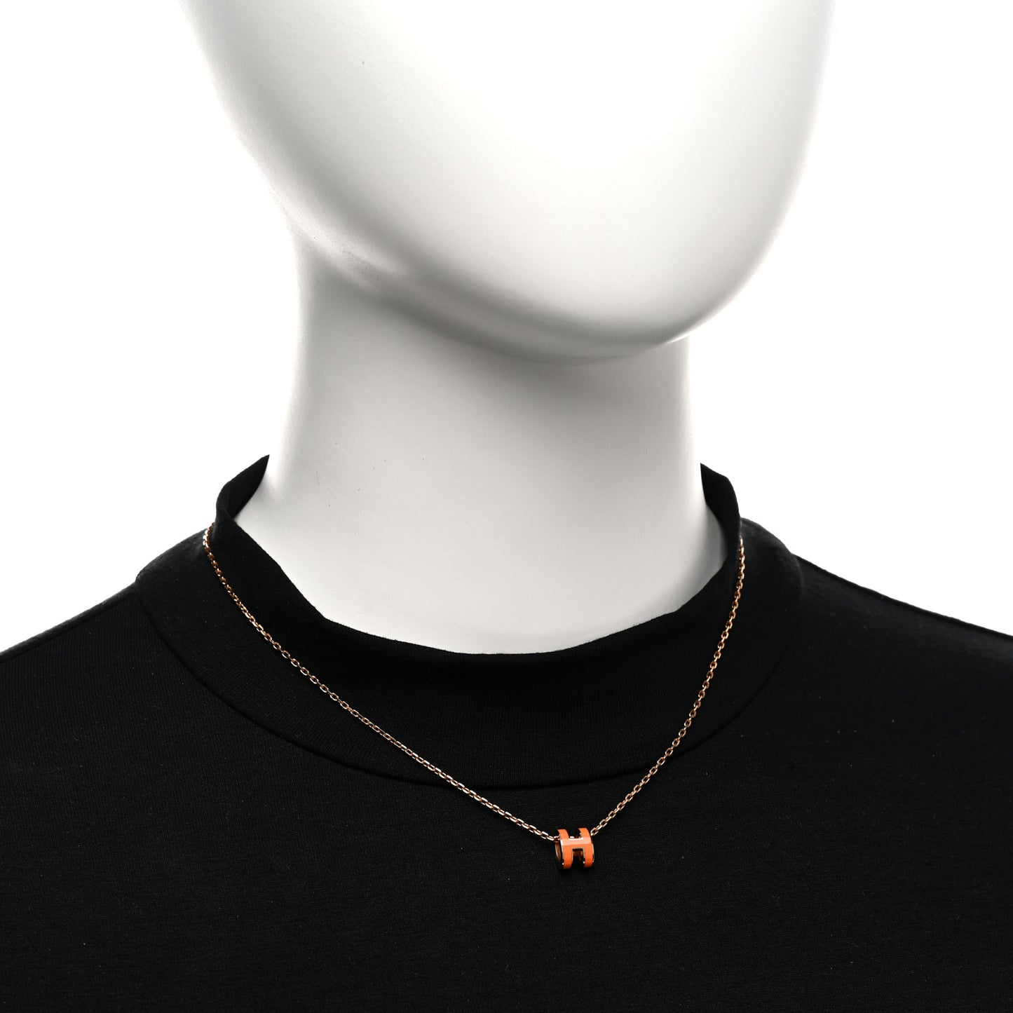 Lacquered Rose Gold Mini Pop H Pendant Necklace Orange