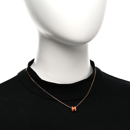 Hermes Lacquered Rose Gold Mini Pop H Pendant Necklace Orange 2 of 6