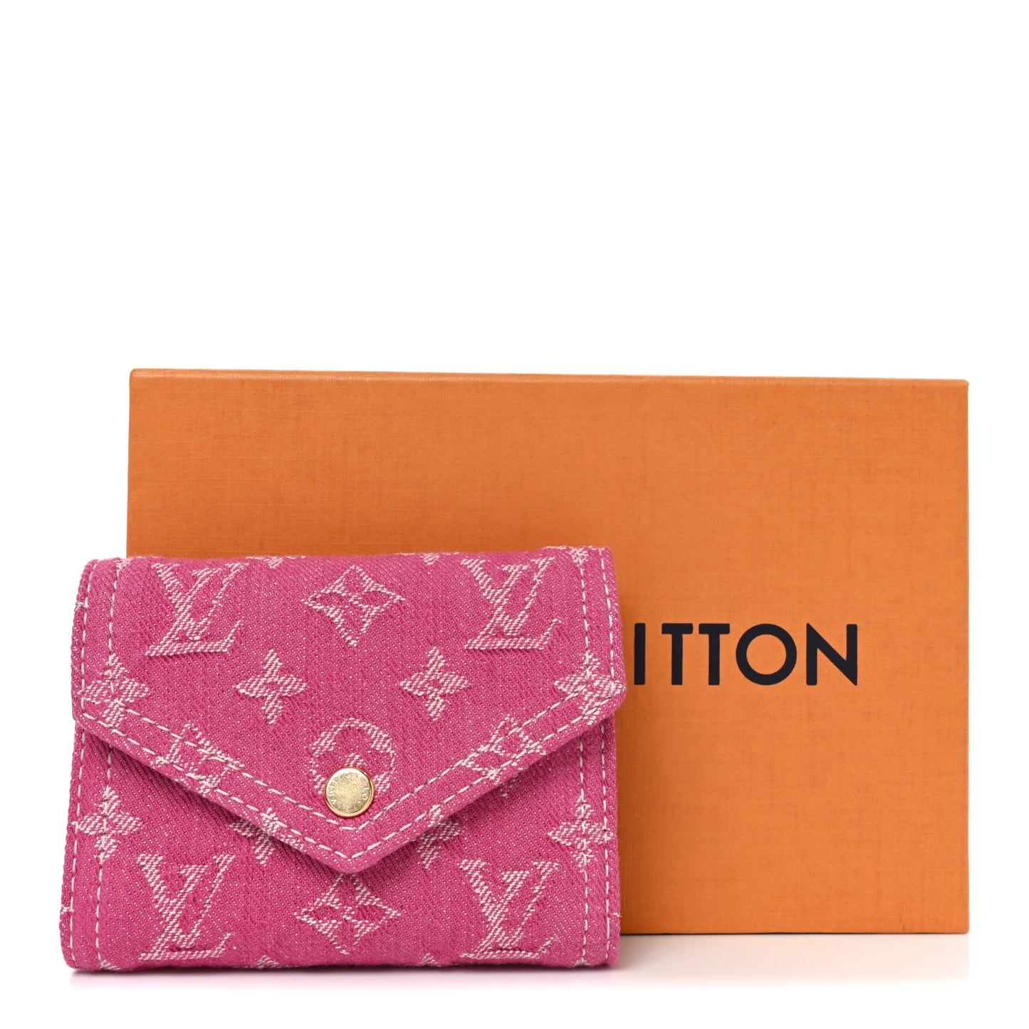 Denim Monogram Jacquard Victorine Wallet Fuchsia