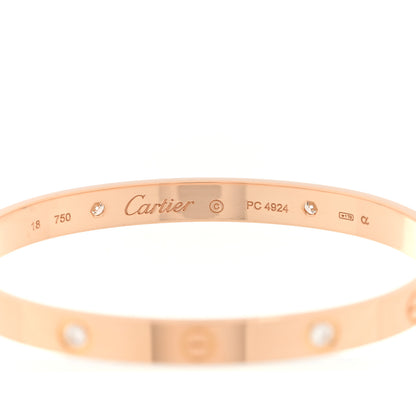 Cartier 18K Pink Gold 4 Diamond LOVE Bracelet 18 3 of 5