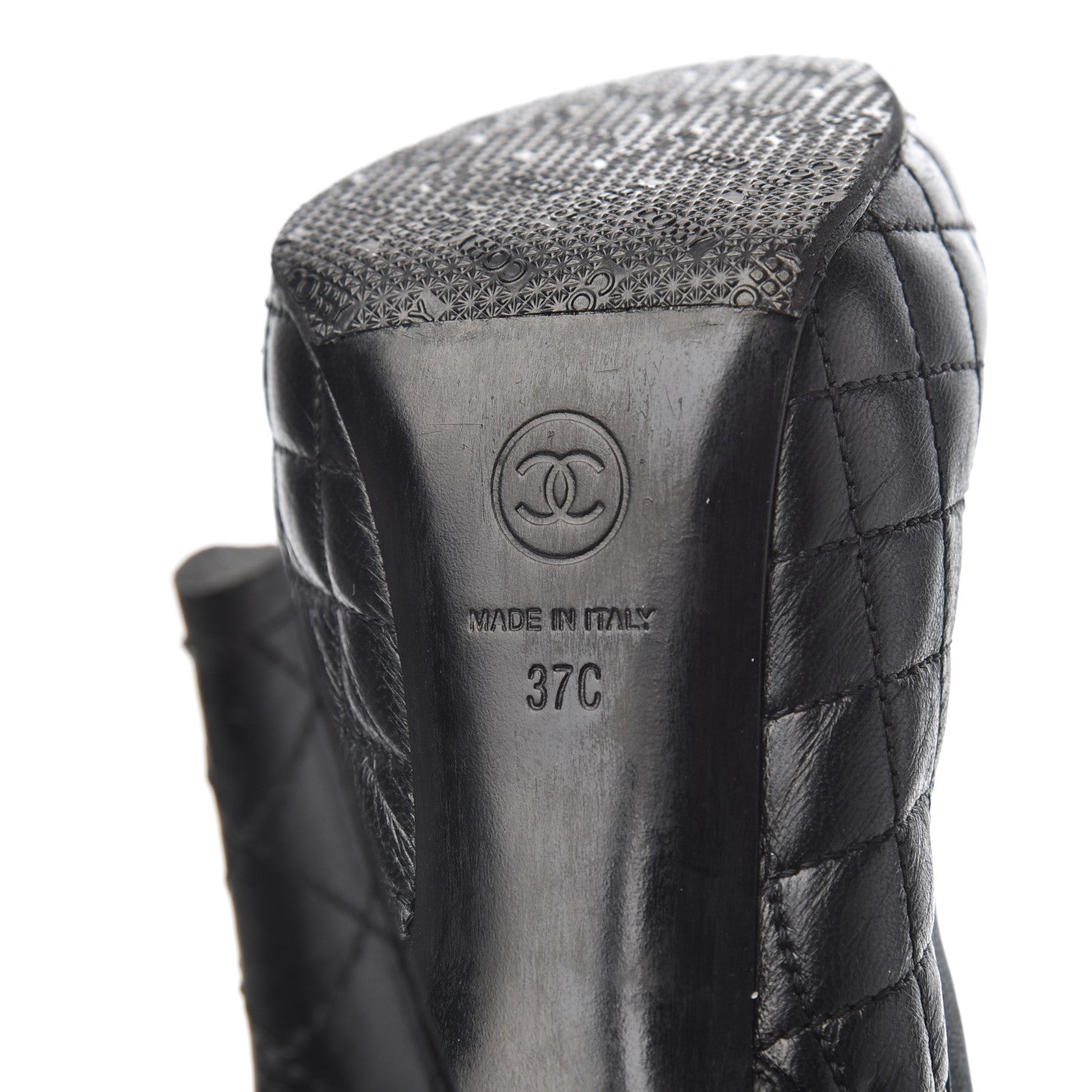 Chanel Lambskin Quilted CC Booties 37 Black 7 of 17