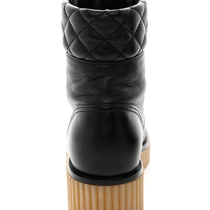Chanel Calfskin Quilted CC Combat Boots 36 Black 12 of 13