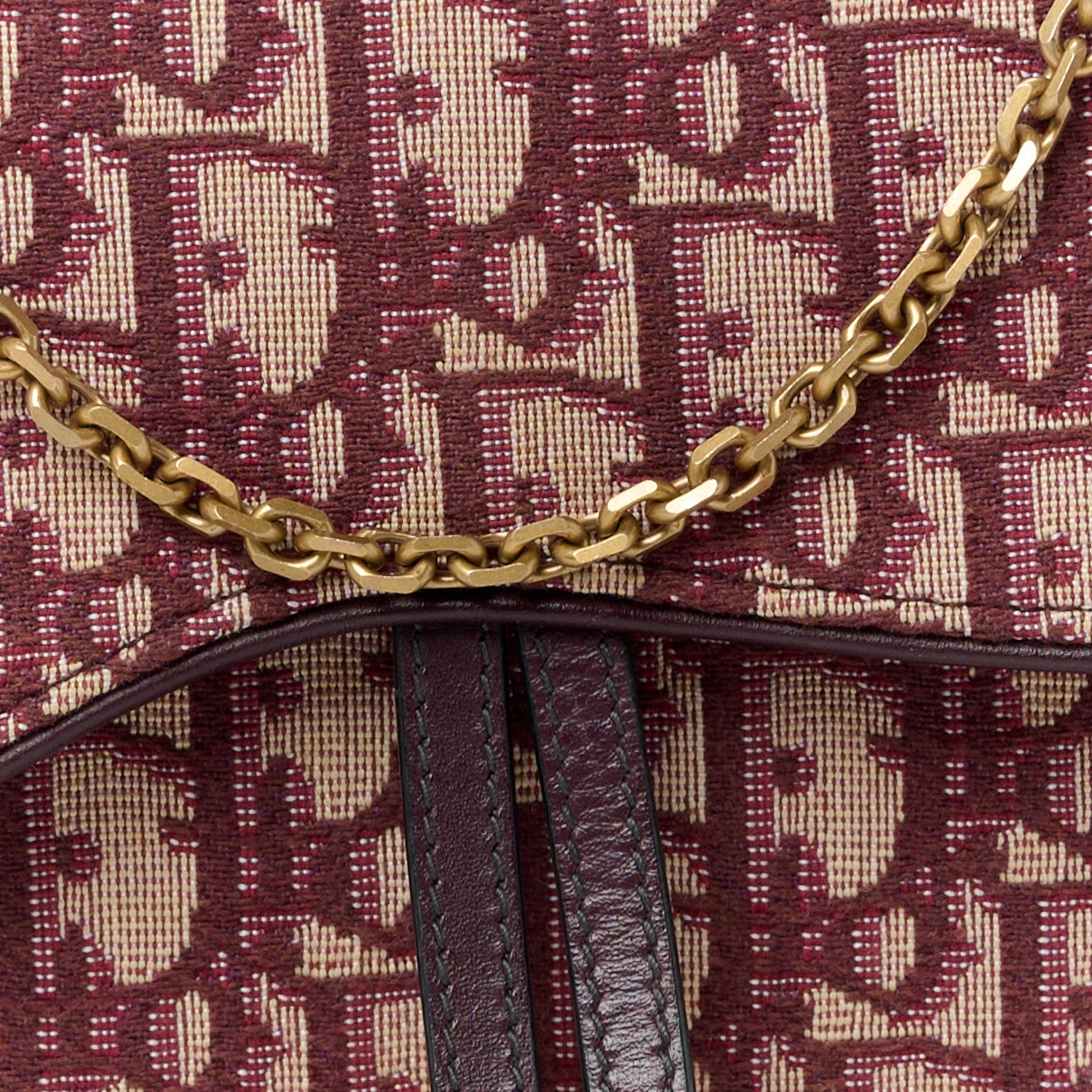 Christian Dior Oblique Saddle Chain Pouch Burgundy 8 of 10