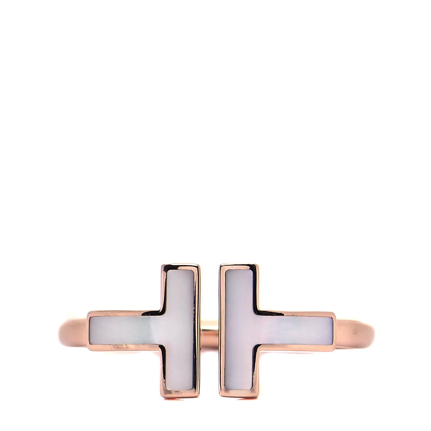 18K Rose Gold Mother of Pearl T Wire Ring 52 6