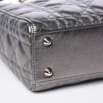 Christian Dior Metallic Grained Calfskin Cannage Small MyABCDior Gunmetal 8 of 13
