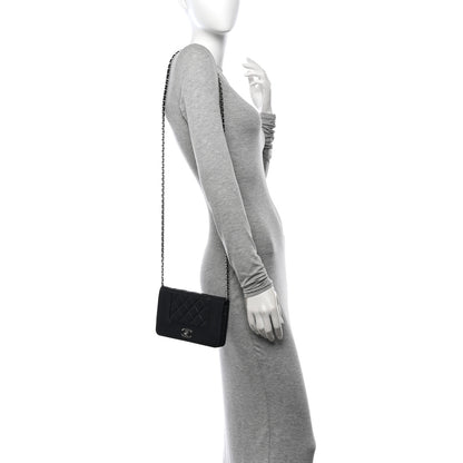 Chanel Sheepskin Quilted Mini Vintage Mademoiselle Wallet On Chain WOC Black 2 of 12