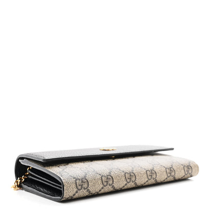 Gucci Dollar Calfskin GG Supreme Monogram Petite GG Marmont Wallet Chain Bag Black Beige Ebony 4 of 11
