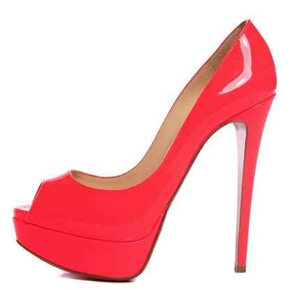 Christian Louboutin Patent Lady Peep 150 Pumps 37.5 Rose Paris 1 of 7