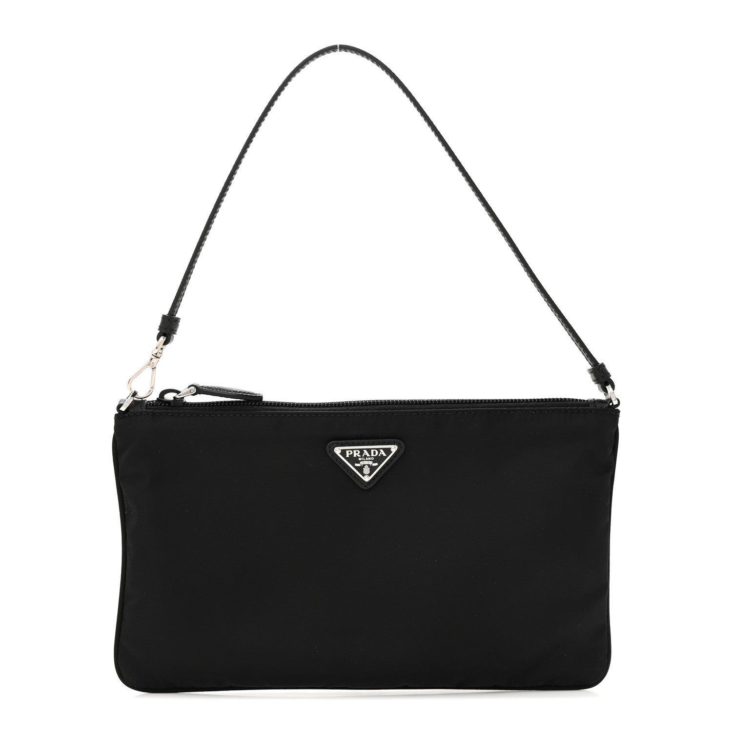 Prada Tessuto Nylon Saffiano Pochette Black 1 of 10