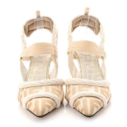 Fendi Technical Mesh FF Colibri 85mm Slingback Pumps 41 Avorio Tortora Connecticut 3 of 9