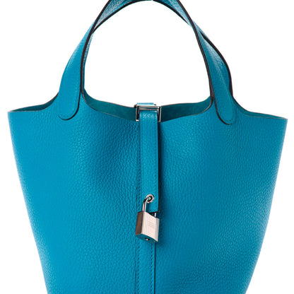 Hermes Taurillon Clemence Picotin Lock 18 PM Bleu Frida 10 of 11