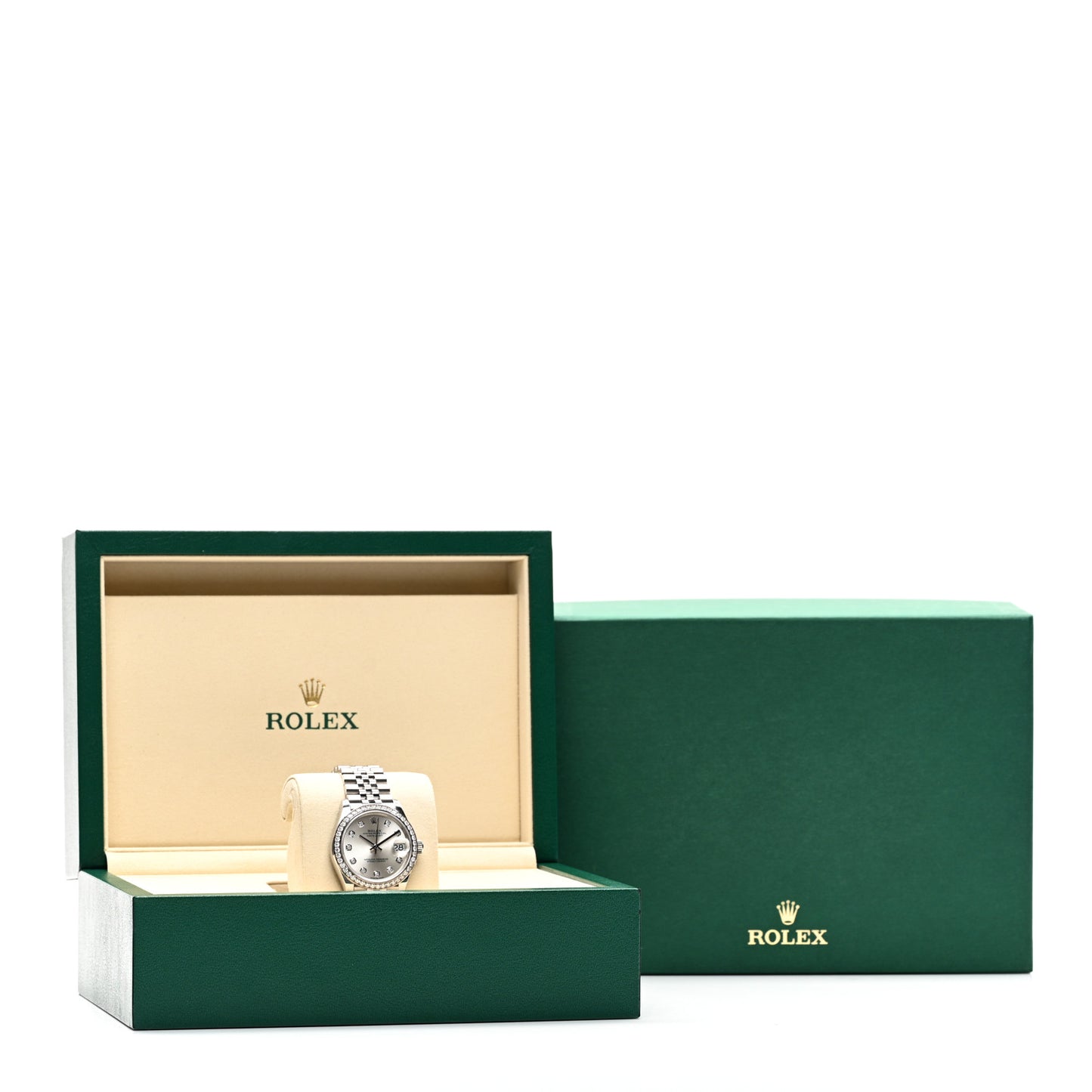 Stainless Steel 18K White Gold Diamond Bezel 31mm Oyster Perpetual Datejust Watch Silver 278384RBR