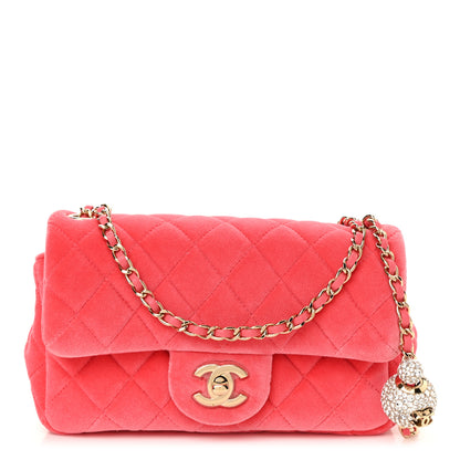 Chanel Velvet Quilted Mini Rectangular Pearl Crush Flap Coral 1 of 10