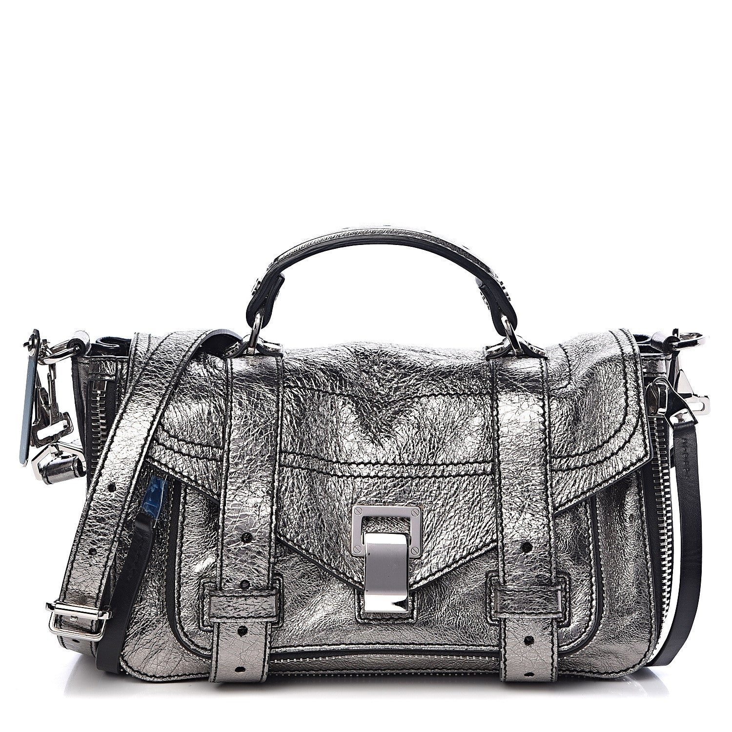 Proenza Schouler Metallic Lambskin Tiny PS1 Satchel Silver 1 of 15