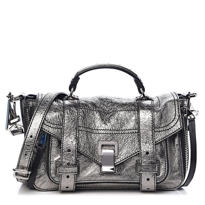 Proenza Schouler Metallic Lambskin Tiny PS1 Satchel Silver 1 of 15