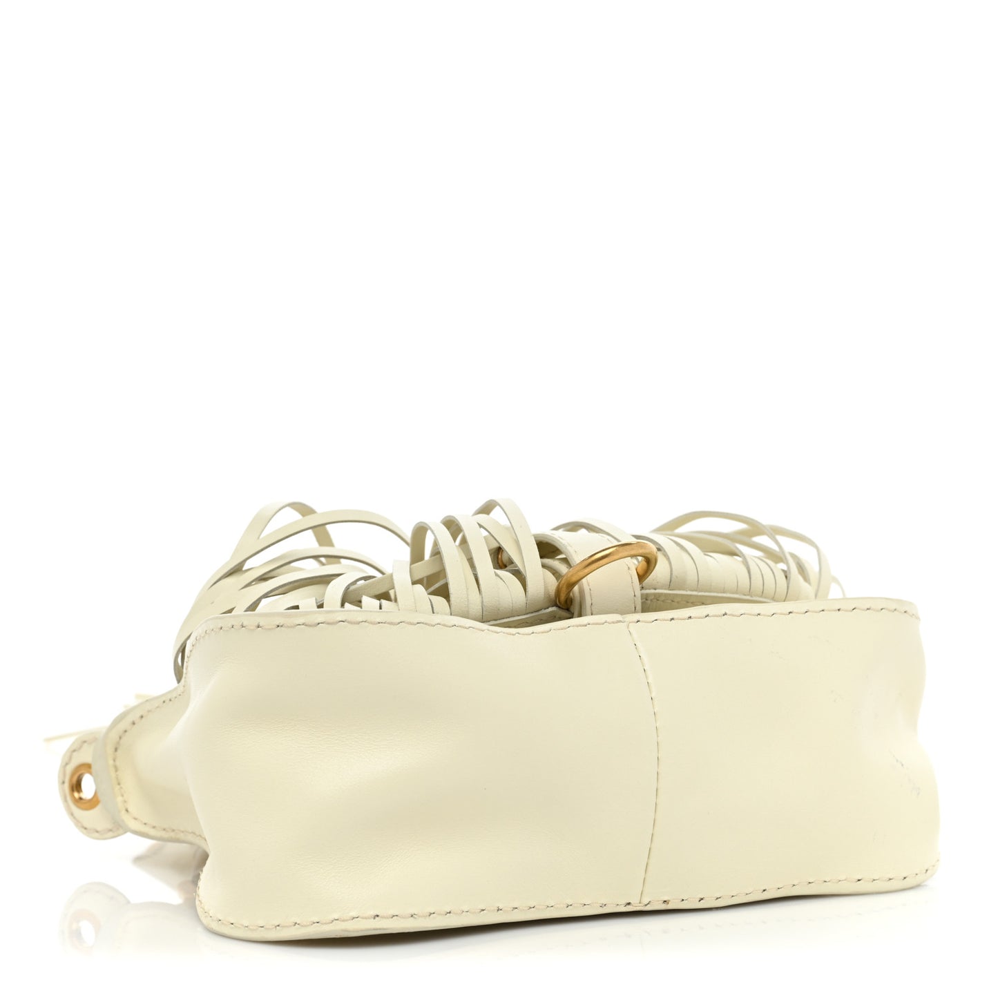 Grain Calfskin Mini Marcie Multi Fringe Satchel Natural White