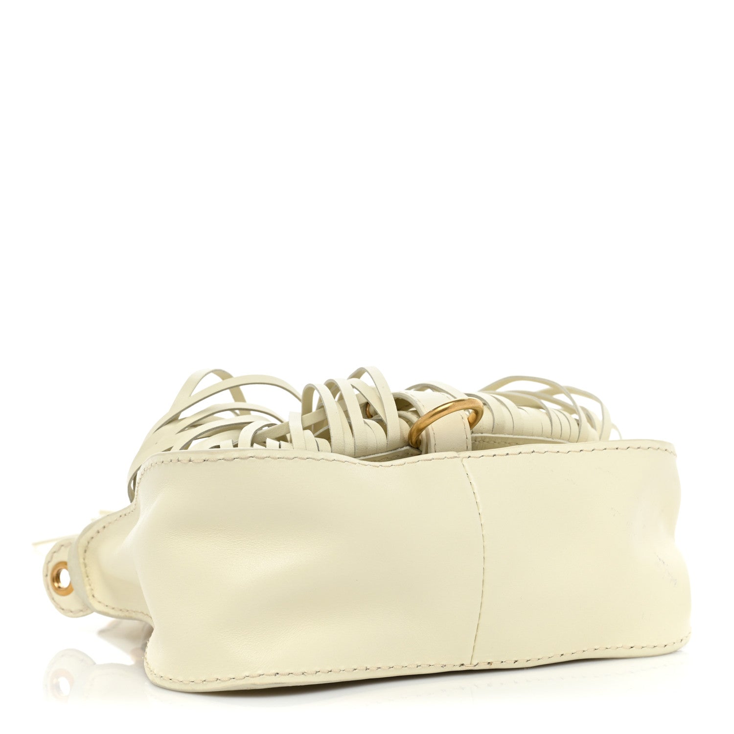 Chloe Grain Calfskin Mini Marcie Multi Fringe Satchel Natural White 4 of 13