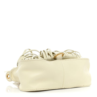 Chloe Grain Calfskin Mini Marcie Multi Fringe Satchel Natural White 4 of 13
