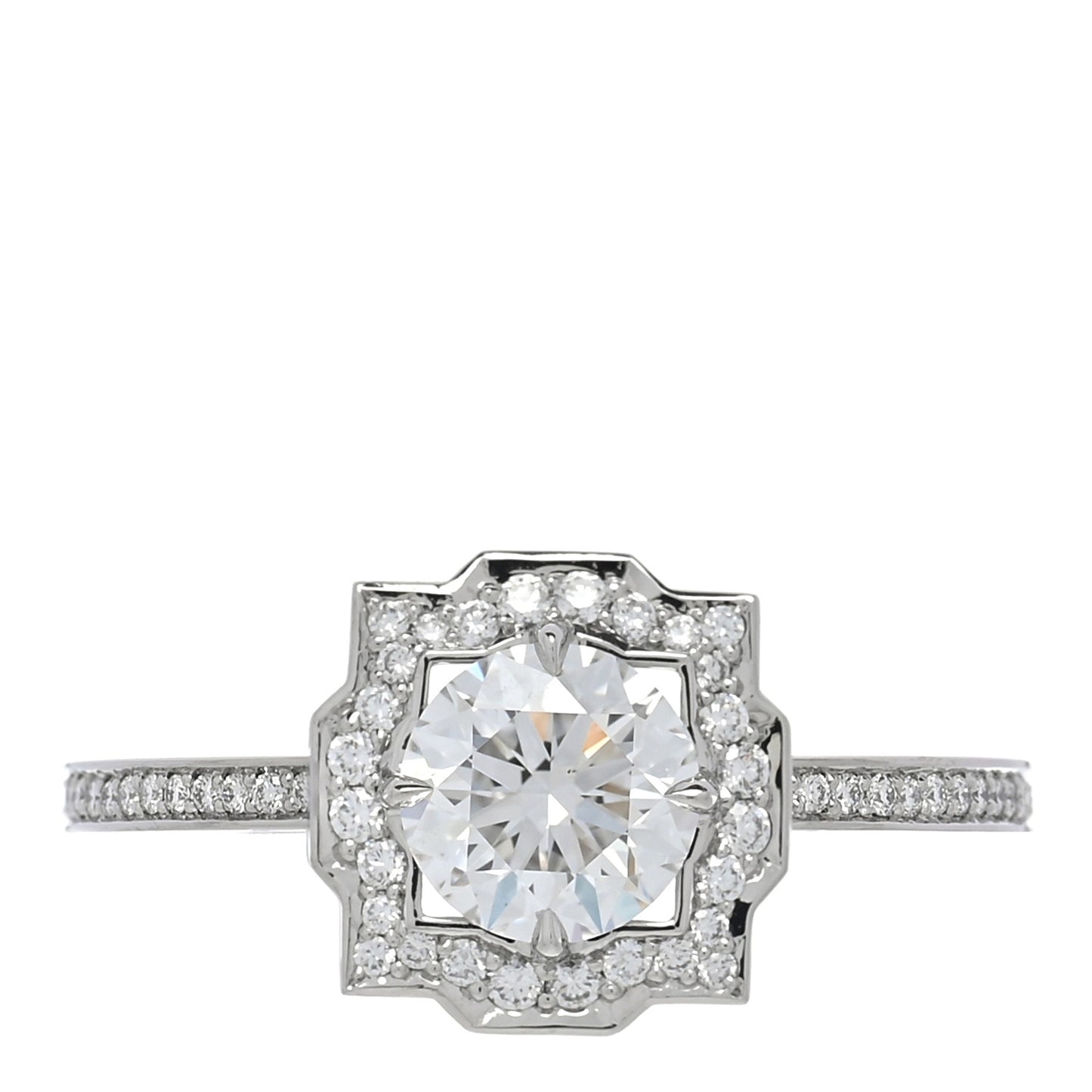 Platinum Diamond .71ct Belle Round Brilliant Micropave Ring 49 5