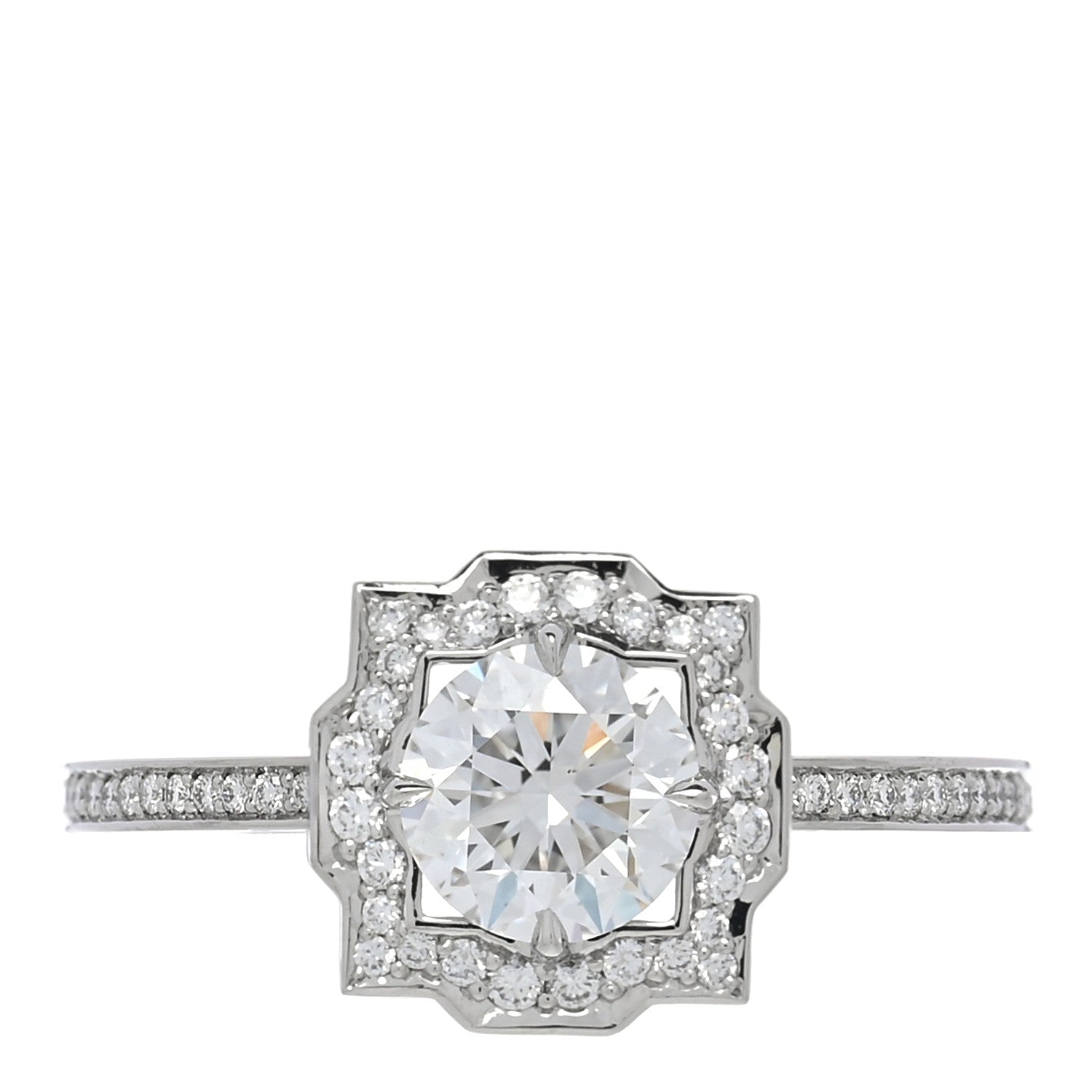 Harry Winston Platinum Diamond .71ct Belle Round Brilliant Micropave Ring 49 5 1 of 7