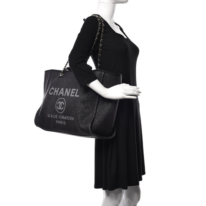 Chanel Woven Straw Raffia Large Deauville Tote Black 3 of 11