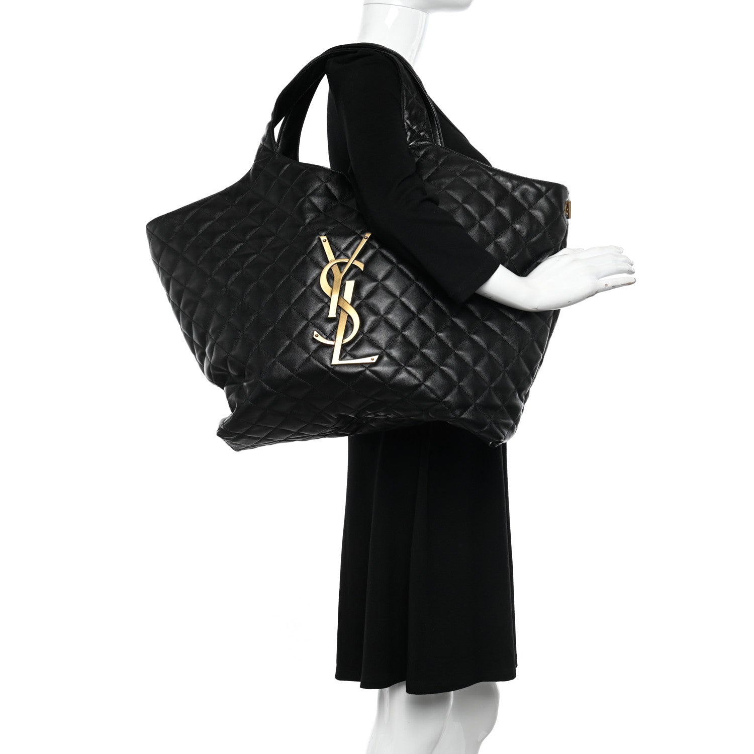 Saint Laurent Lambskin Quilted Maxi Icare Shopping Tote Black 2 of 10