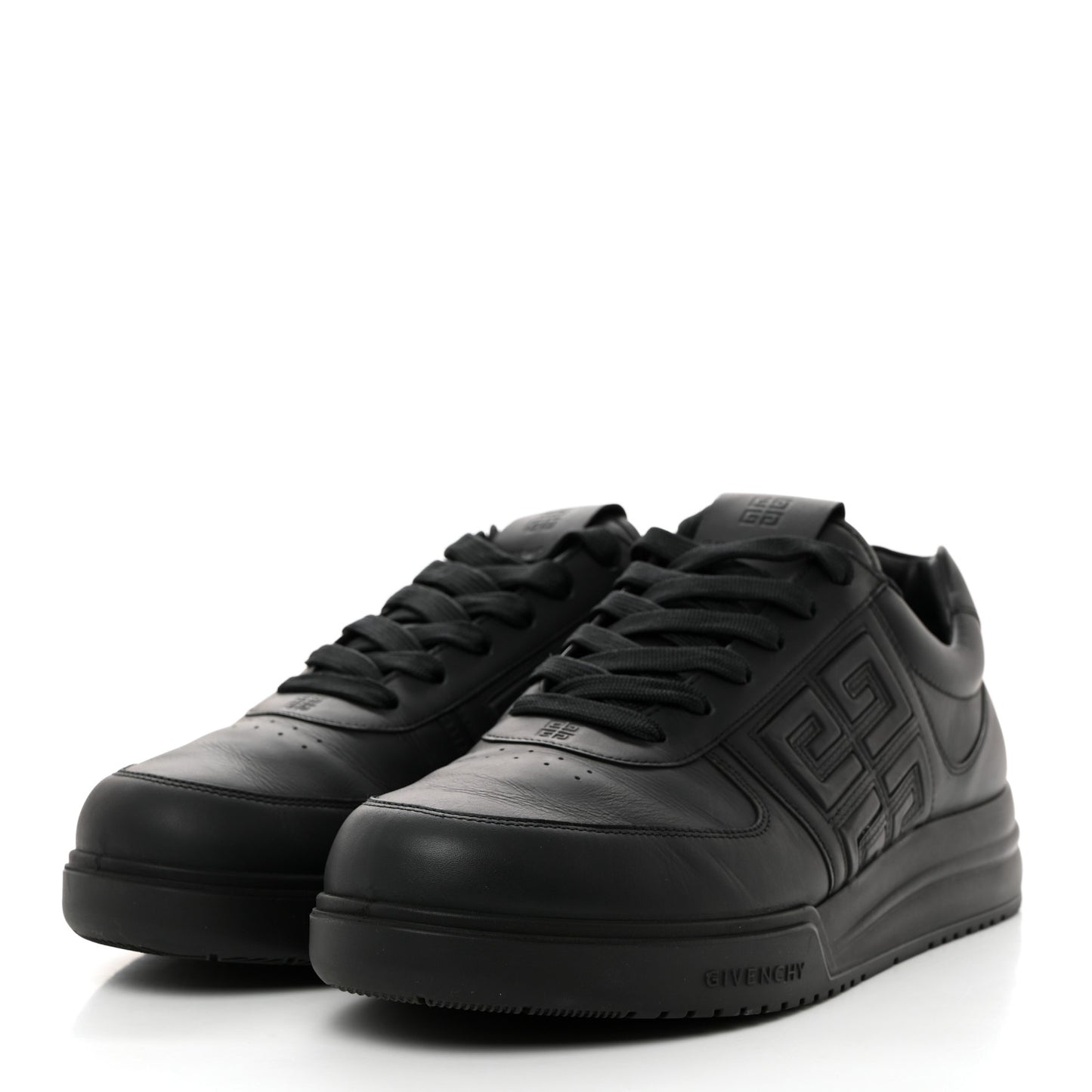 Calfskin G4 Logo Embossed Mens Sneakers 44 Black