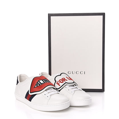 Gucci Calfskin Ayers Blind For Love Embroidered Womens Ace Sneakers 38 White 12 of 12