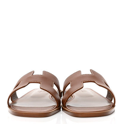 Hermes Box Calfskin Oran Sandals 38 Gold 2 of 4