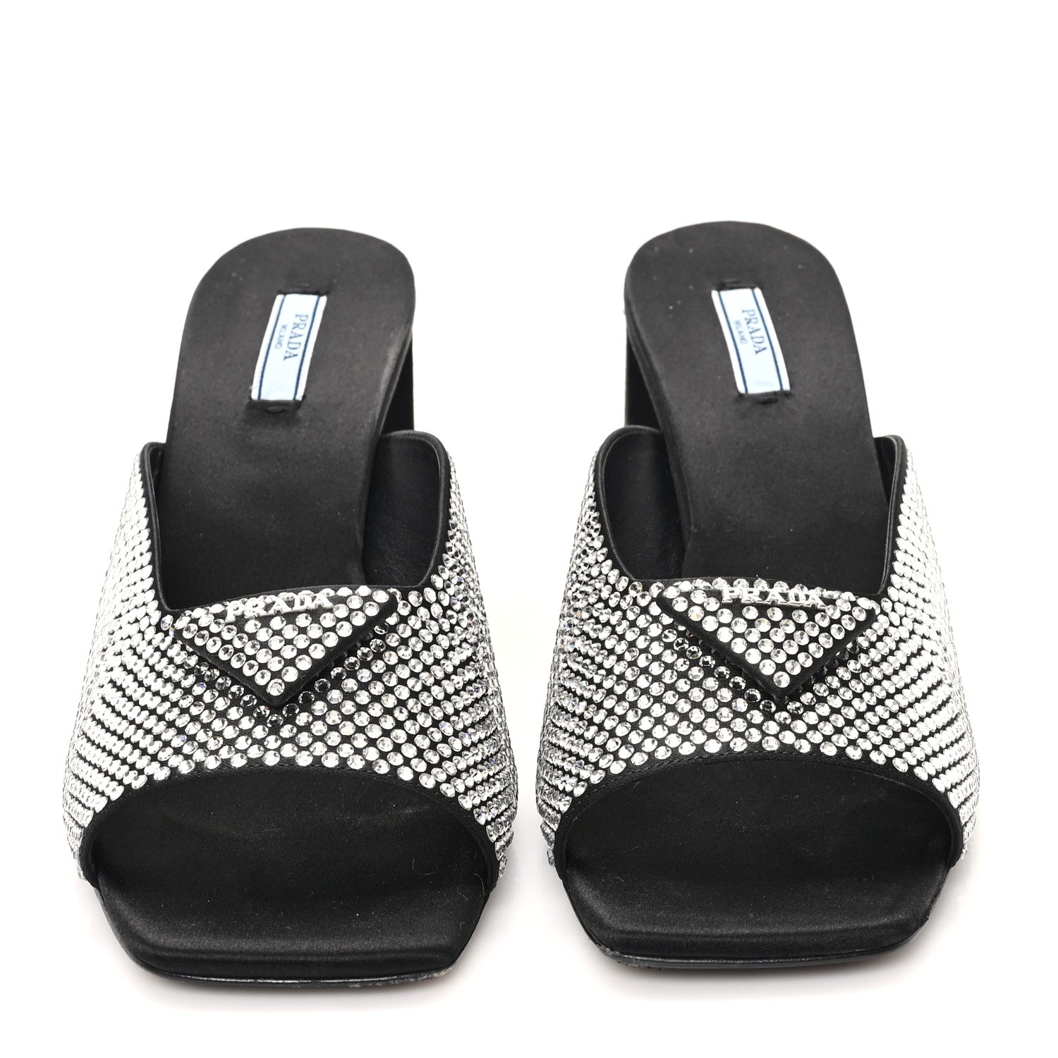 Prada Satin Crystal Logo 65mm Slide Sandals 41 Cristal 3 of 9